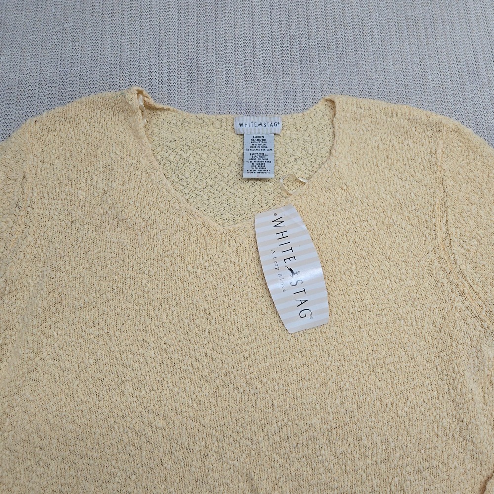 White Stag Sweater Womens XL Yellow Textured Pullover Crewneck Lightweight Top - Picture 3 of 8